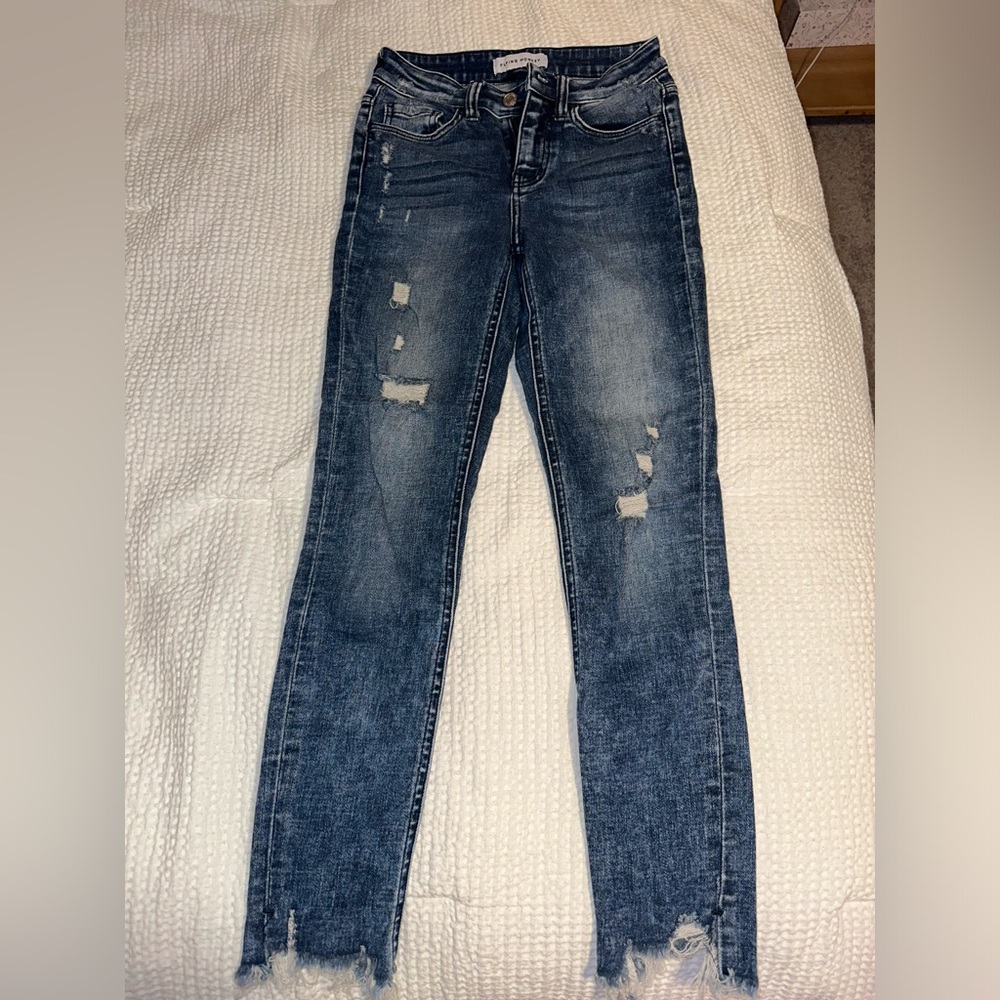 flying monkey dark wash skinny jeans with rips size 25